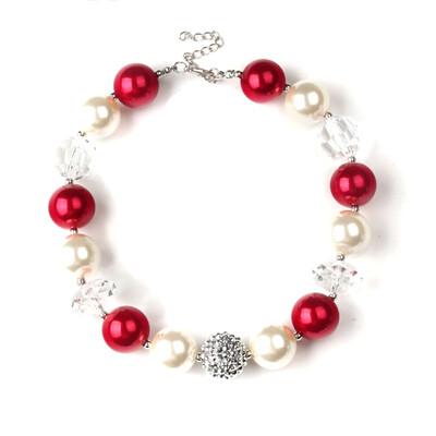 

Christmas Gift Children Princess Necklace 20mm Big Beads Key Pendant Short Chian bubblegum Necklace can Dropshipping
