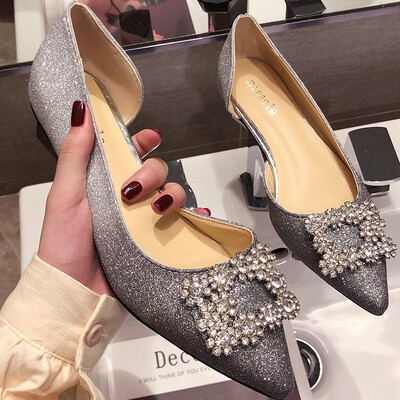 

Pointed water drill gradient shoes children summer retro low heel night fairy shoes