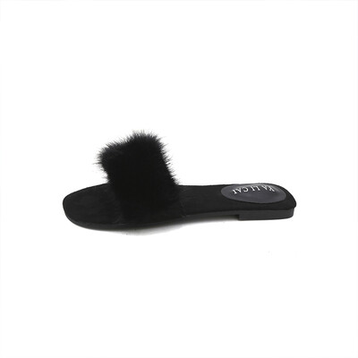 

Mink Mao Mao slippers female summer wear 2019 spring Korean version of the new fashion flat bottom drag Joker net red shoes tide