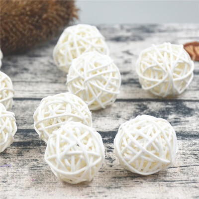 

10Pcslot 3cm Artificial Straw Ball For Birthday Party Wedding Decoration Rattan ball Christmas Decor Home Ornament Supplies