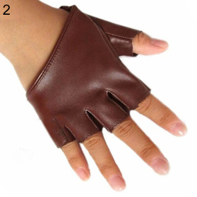

Women Ladies Fashion Half Finger Faux Leather Short-Figures Gloves Half Palm