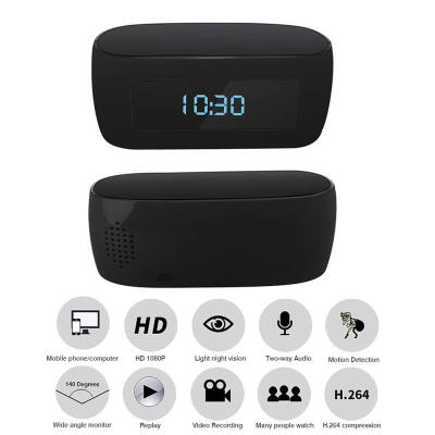 

1080P IP Camera Wi-Fi Surveillance Wireless WIFI Clock Mini Camera Remotely Monitor P2P CCTV Cam For Home SecUS Plug 13" LEN