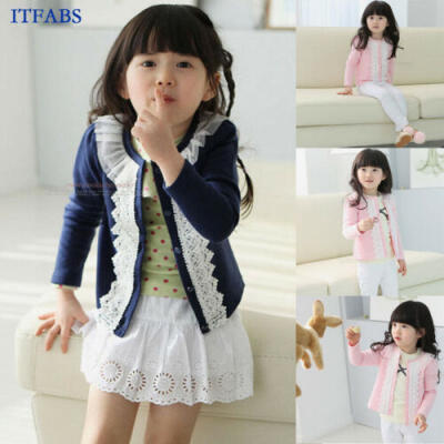 

USA Children Girl Lace Cardigan Coat Long Jacket Outwear Top Long Sleeve Blouse