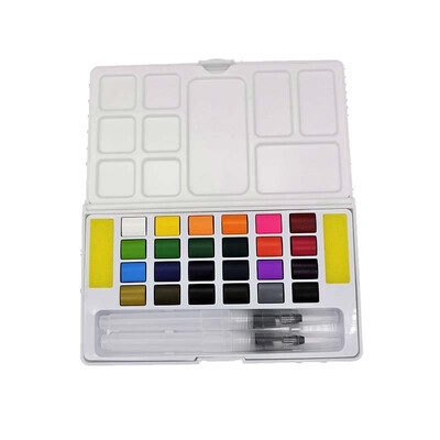 

GUOGUOSTORY 24 color 4 rows 6 columns white plastic box solid watercolor 14687