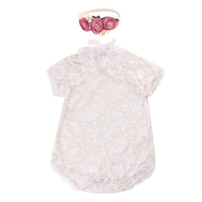 

Cute Baby Girl Lace Romper Flower Headband Photo Prop Child Photography Set