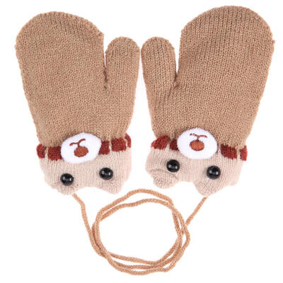 

Winter Baby Warm Gloves Cute Bear Pattern Fleece Children Knitting Gloves