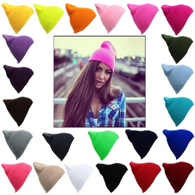 

New Unisex Women Men Beanie Hat Solid Color Warm Hip-Hop Cool Knitted Cap Headwear