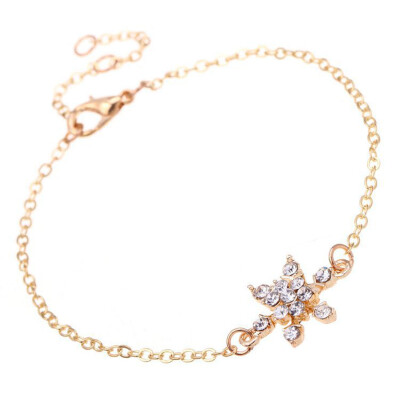 

Simple Fashion Snowflake Inlaid Rhinestone Bracelet Jewellery Unisex Pair Hand Chain