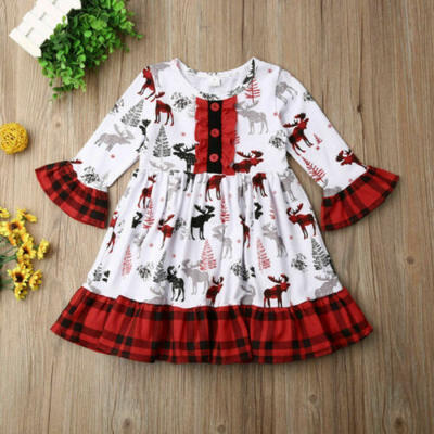 

Toddler Kid Baby Girl Christmas Red Dress Xmas Party Princess Long Sleeve Dress