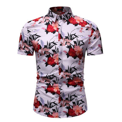 

Tailored Mens Summer Fashion Business Leisure Printing Short-sleeved Shirt Top Blouse