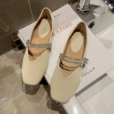 

Rhinestone shallow flat sole shoes womens summer best matching skirt gentle student darling