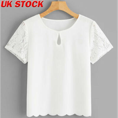 

Women Short Sleeve Loose Lace T-shirt Fashion Ladies Casual Blouse Tops Shirt UK
