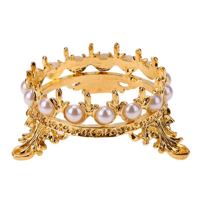 

Elegant Women Metal Crown Pearl Stand Nail Art Pen Brush Holder Manicure