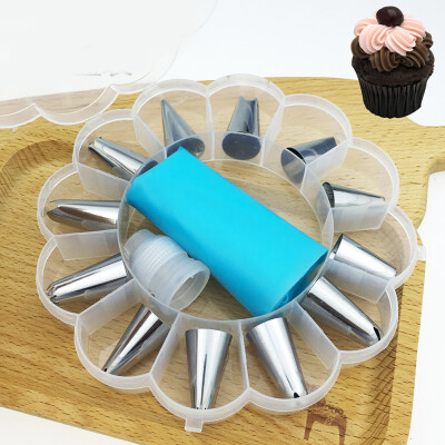 

14pcsset Bakeware Tools Stainless Steel Decorating Tips Sets Dessert Cookies Nozzle Tools Cake Boxes Set