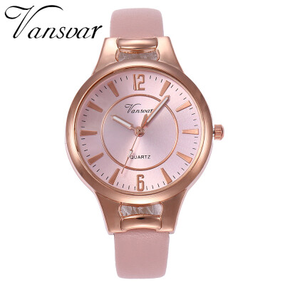 

Vansvar Ladies Clock Quartz Wristwatches Reloj Casual Leather Thin Band Hours Watch Fashion Luxury Ladies Woman Watches 533