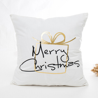 

Siaonvr Merry Christmas Gold Foil Printing Pillow Case Sofa Waist Throw Cushion Cover