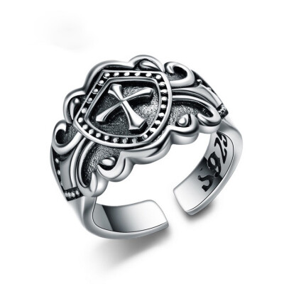 

Retro cross ring male 925 silver Korean version of personality domineering trend trend ring rock jewelry