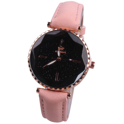 

Womens quartz watch belt starry dial simple
