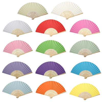 

Greensen Various Colors Chinese Folding Bamboo Ribs Fan DIY Blank Paper Fan Wedding Shower Party Decor