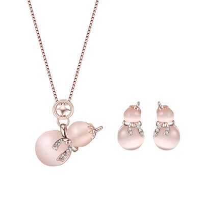 

Creative Gourd Gemstone Necklace Earrings Suit Wedding Banquet Wedding Accessories Female Fashion Jewelry