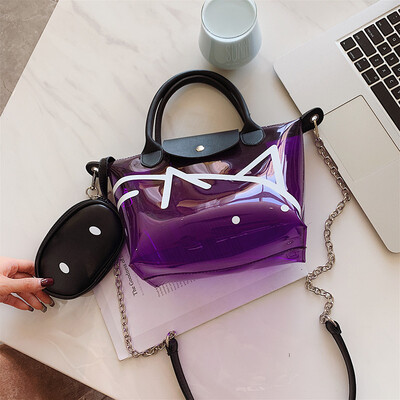 

Summer transparent bag net red new jelly portable Tote bag 2019 new mother bag shoulder slung bag