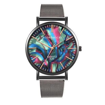 

ECONOMICXI Fashion Men Mesh Strap Watches Luxury Male Quartz Watch Gifts