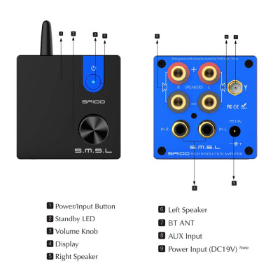 

SMSL SA100 Bluetooth 50 Audio Amplifier 50W50W TPA3116D2 Power Amplifier Digital HI-FI Audio Stereo Amplifier