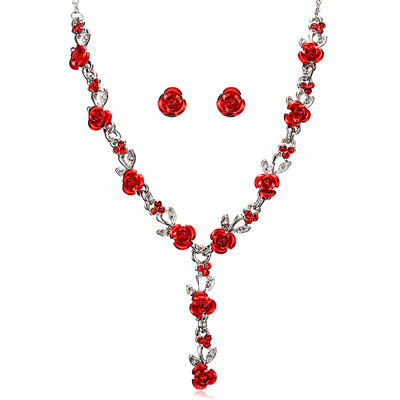 

Fashion Acrylic Red Rose Jewelry Set For Women Bridal Wedding party Gorgeous