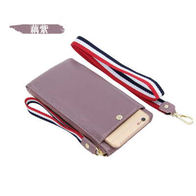 

The first layer of leather ladies new hanging neck clutch bag Europe&the United States thin section color broadband leather mobile phone bag long wallet