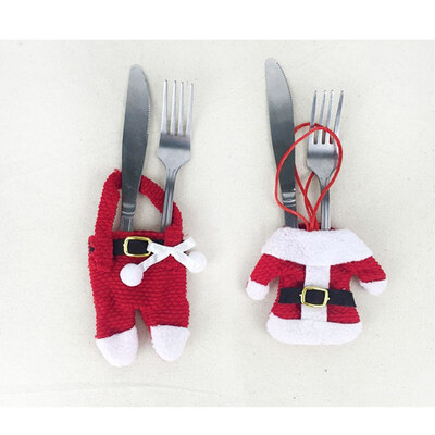 

FUNNYBUNNY Christmas Desktop Decoration Cutlery Bag Cutlery Set Christmas Clothes Pants Christmas Gifts