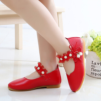 

Autumn Cute Baby Girls PU Shoes First Walkers Soft Soled Non-slip Footwear Lace Pearl Design Crib Walking Shoes