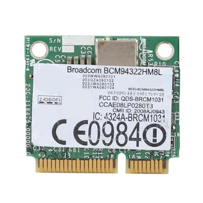

Greensen BCM94322HM8L DW1510 Dual Band 300Mbps Mini PCI-E Wireless Network Card For DELL E4200 E5500
