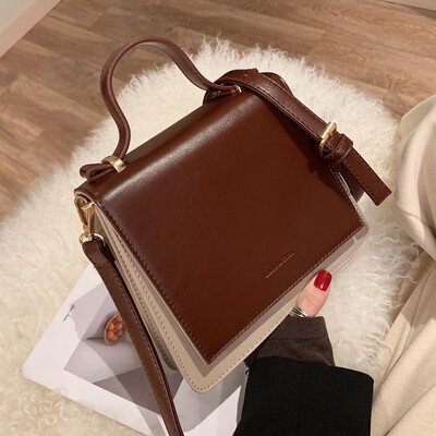 

Small bag women 2019 new tide Korean version of simple contrast color shoulder bag retro fashion diagonal small square bag