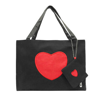 

Women Sling Shoulder Handbags Canvas Heart Print Totes Large Shopping Bag