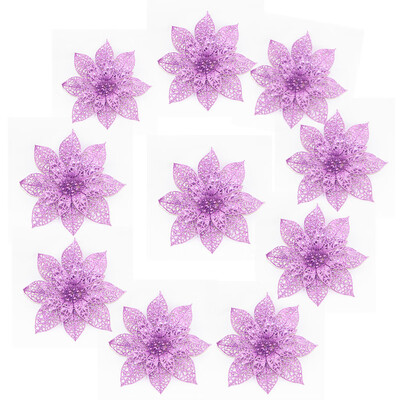 

〖Follure〗10PcsSet Christmas Flowers Trees Xmas Decor Glitter Wed Birthday Party 10cm