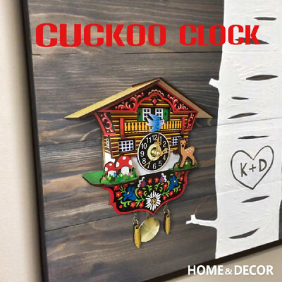 

Wooden Cuckoo Wall Clock Swinging Pendulum Traditional Wood Hanging Crafts Decoration for Home Restaurant Living Room
