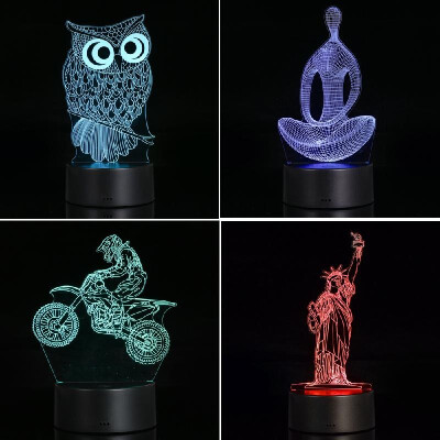 

3D Visual Illusion Lamp Transparent Acrylic Night Light 7 Color Changing LED Lamp 16