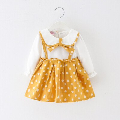 

Girl Dresses Autumn 18M-4Y Long Sleeve Polka Dot Print Toddler Baby Girls Dress With Bag Princess Dresses 4Colors