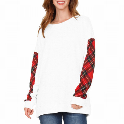 

womens sweatshirt stitching round collar long sleeve pullover sweatshirt top