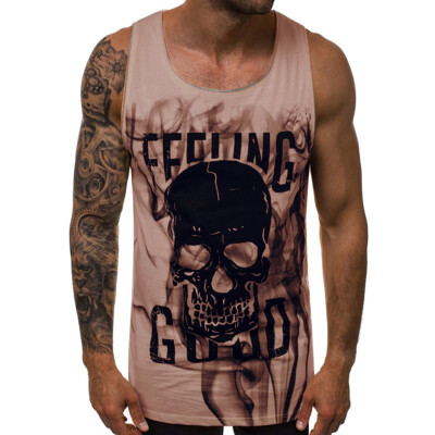 

Toponeto Mens Summer New Style Fashion Skull Print Vest Leisure Fashion Comfortable Top