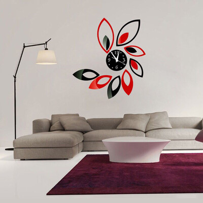 

Gobestart Big Flower Lotus DIY 3D Art Acrylic Mirror Wall Clock DIY Wall Sticker