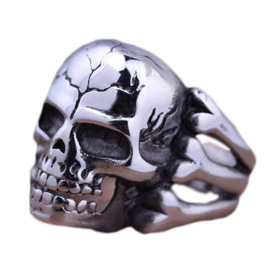 

Mens Stylish Stainless Steel Silver Punk Claw Skull Biker Ring Jewelry