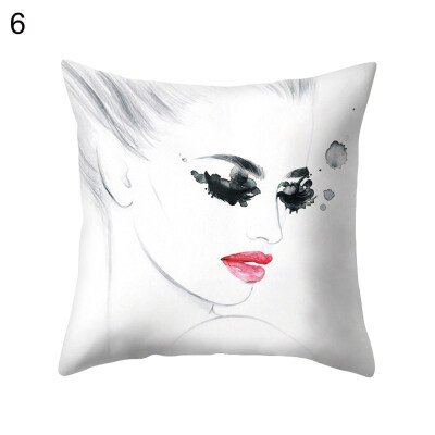 

Women Portrait Pillow Case Cushion Cover Sofa Bed Car Cafe Office Decoration