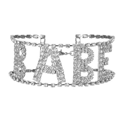 

Luxury Women Babe Letter Rhinestone Inlaid Choker Necklace Night Club Jewelry