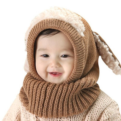 

Baby Boys Girls Beanie Hat Cap Cute 3D Sheep Ears Winter Warm Knit Hat&Scarf