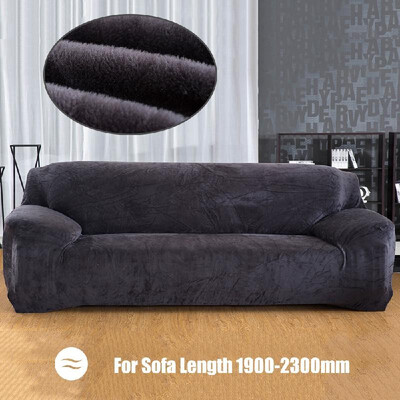 

Winter Warm Sofa Cover Solid Color Plush Sofa Slipcover Full Cover All-inclusive Elastic Sofa Protector Washable