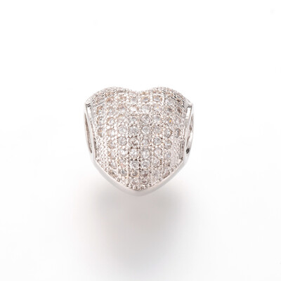 

Alloy Rhinestone European Beads Large Hole Beads Heart Crystal 119x118mm