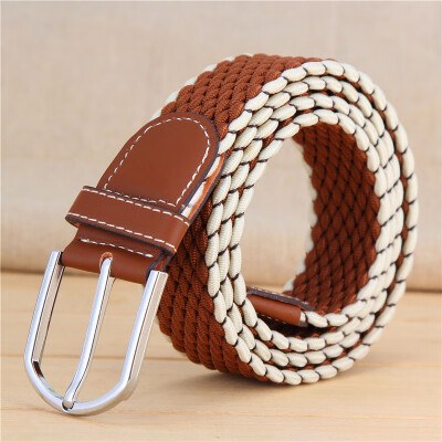 

New elastic force weaving Unisex belt fashion stripe canvas Alloy pin buckle Men belt casual simple Men&Women cowboy belt