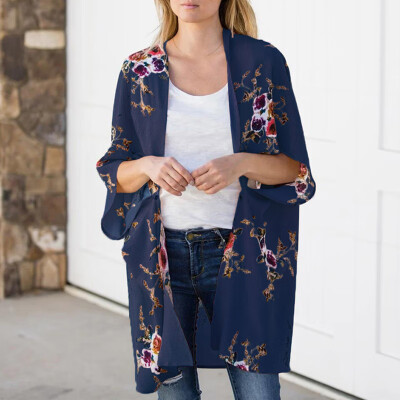 

Womens Holiday Floral Kimono Cardigan Ladies Summer Casual Beach Tops Blouse