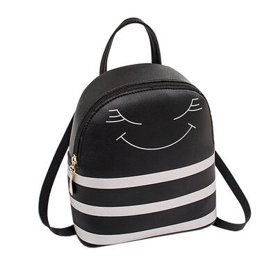 

Women Cartoon Stripe Print Mini Backpack Leather Shoulder Bags Travel Bag